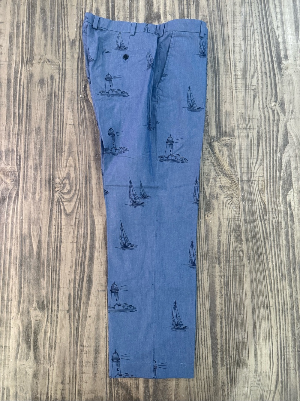 Brooks Brothers Clark 38x30 Blue Nautical Sailboat Lighthouse Pants - Picture 2 of 8